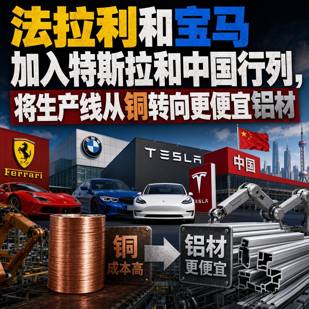 很多人以为，铜是电线的唯一答案，两个世纪没人质疑过。
但2026年，法拉利和宝马