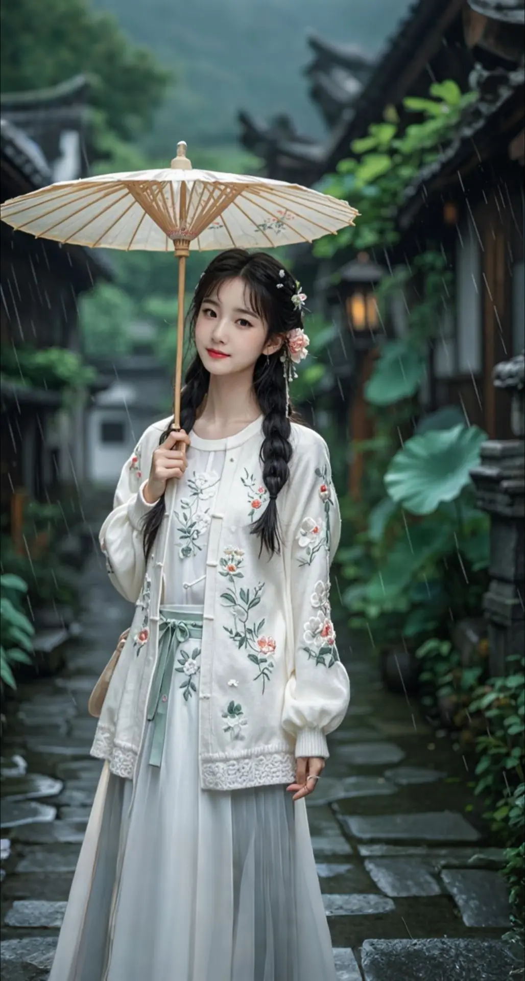 AI扩图 AI雾雨朦胧写真