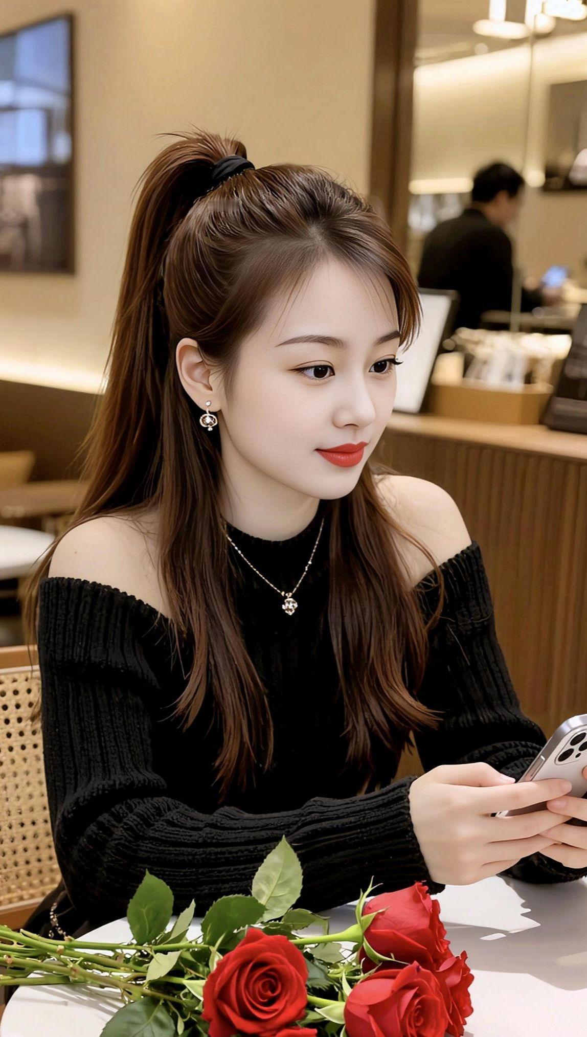 咖啡屋随拍 甜系女孩  今日分享 甜美优雅写真 高级感穿搭