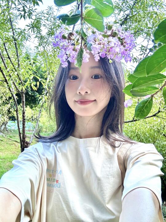 我有一顶紫薇花做的帽子🧢🌸