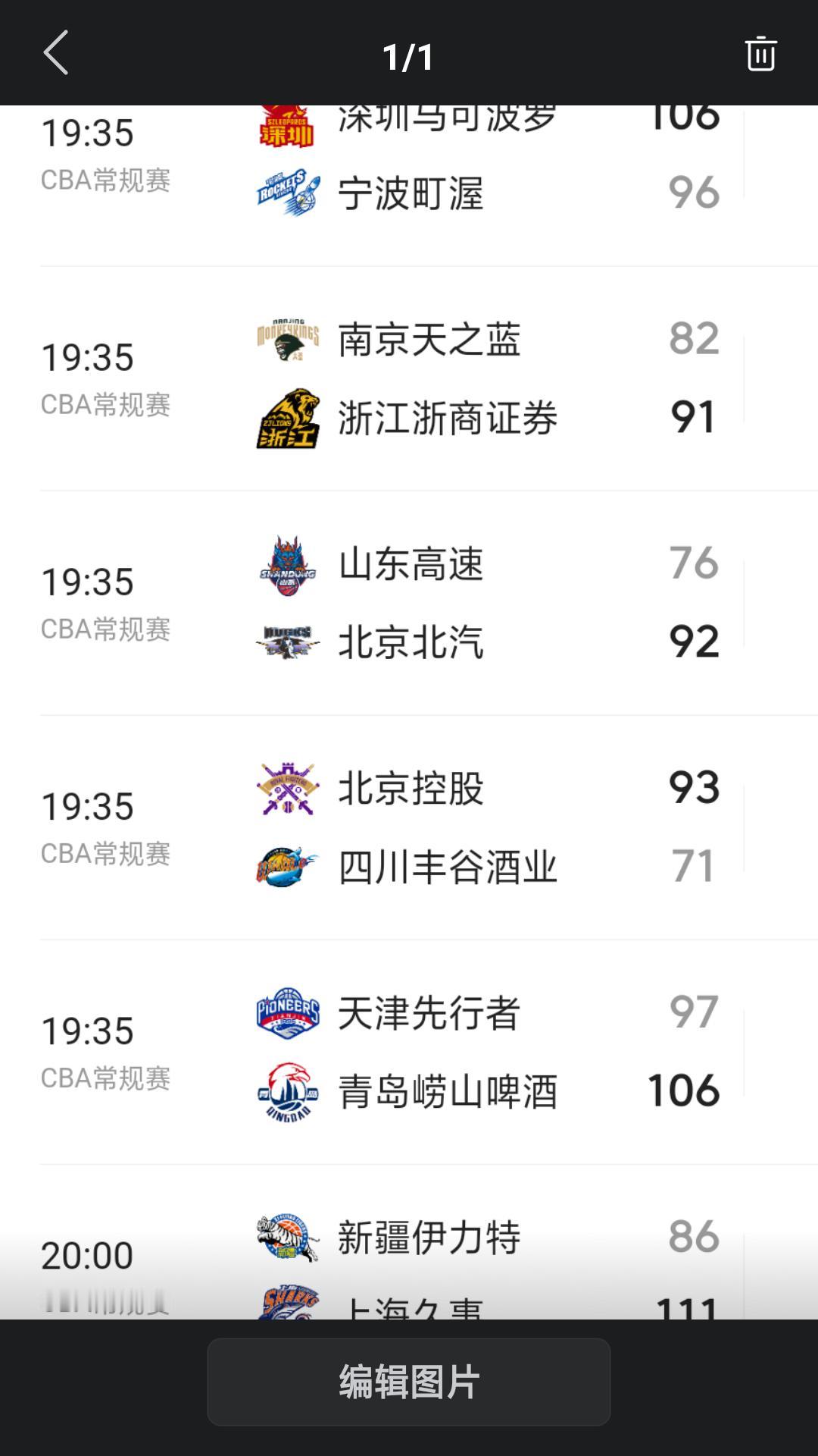 【CBA 常规赛昨日战报】昨晚CBA 常规赛进行第40轮多场比赛，没有冷门出现。