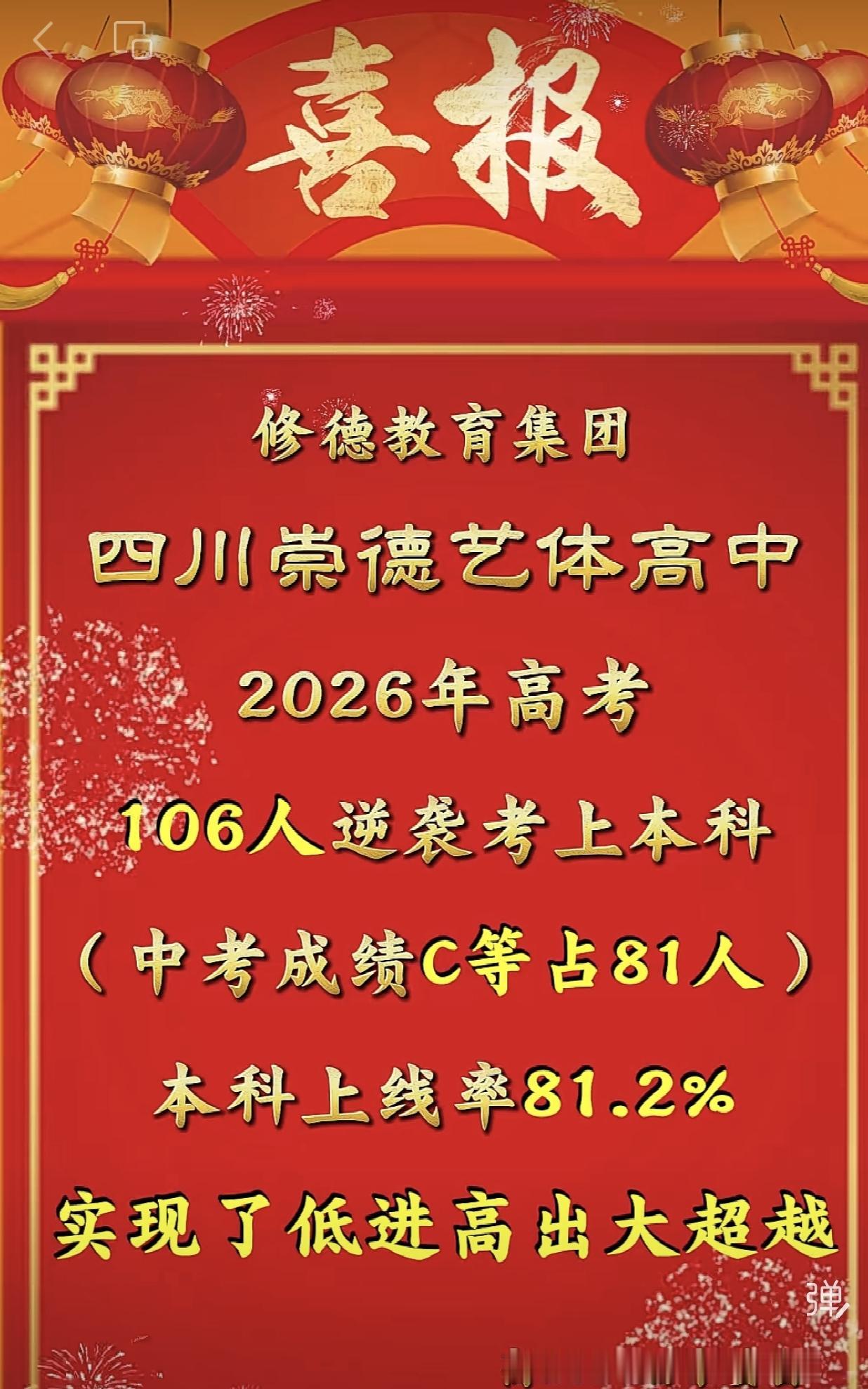 四川崇德艺体高中高考喜报