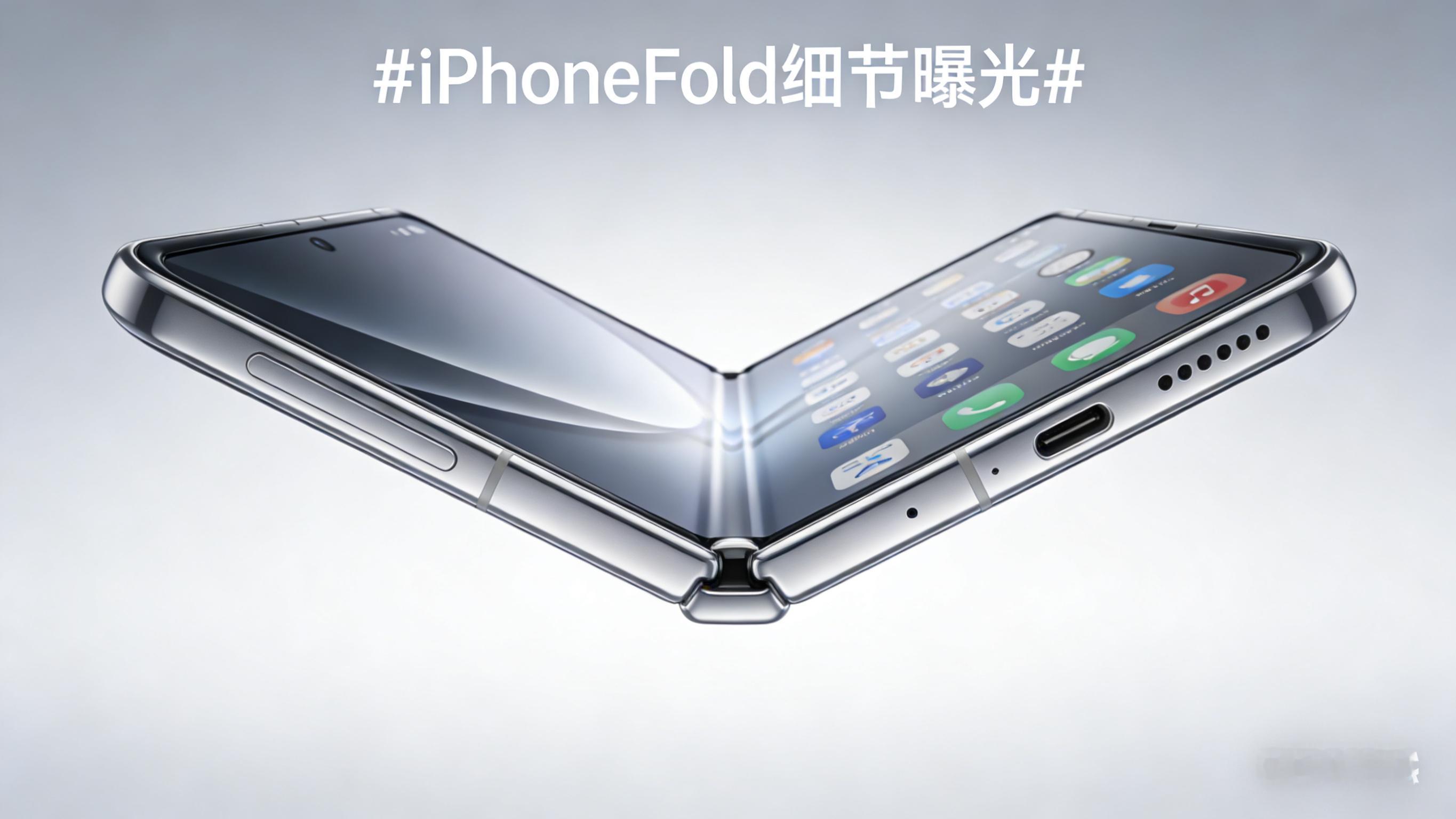 iPhoneFold细节曝光最特别的大概就是音量键移到右侧机身顶部，据说折叠几乎