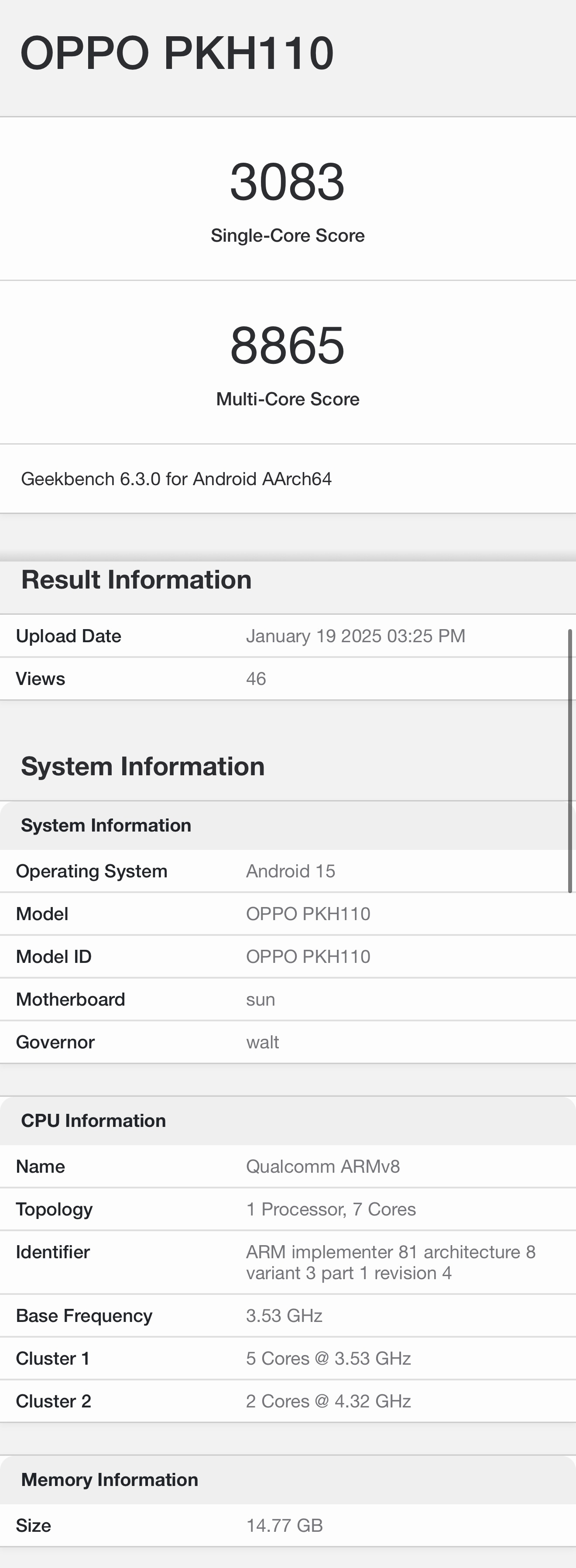 OPPO Find N5（型号为PKH110）现身 Geekbench 跑分平台