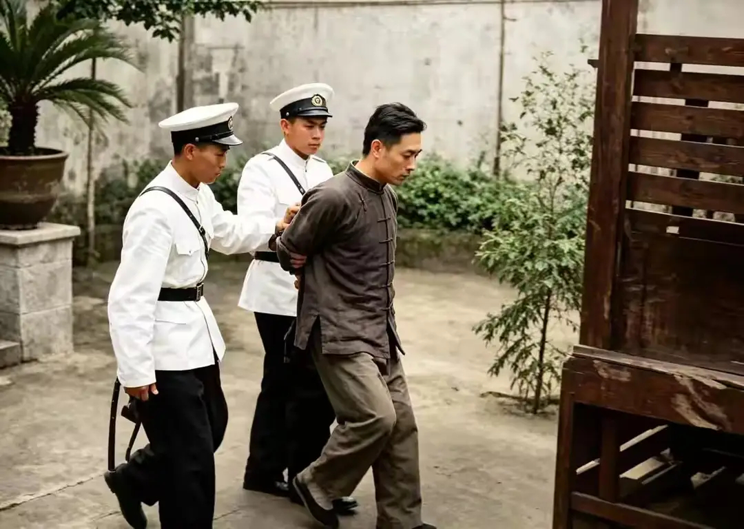 1958年，刽子手杨进兴被押赴刑场的镜头，他两眼空洞，一脸的绝望 