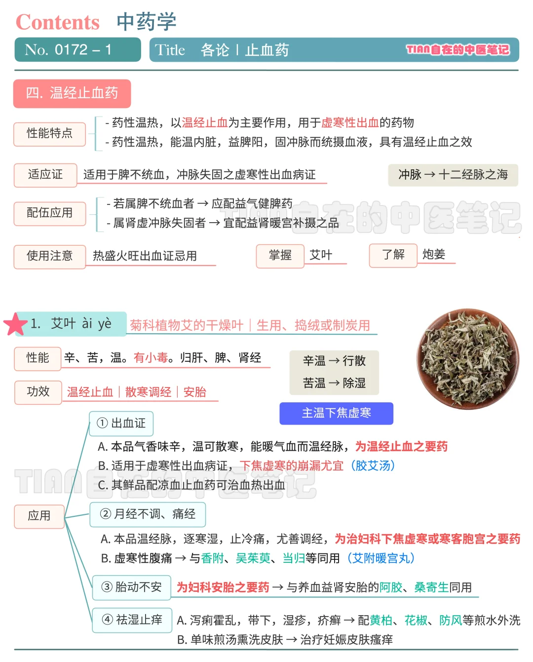 学中医第172天｜中药学｜止血药（下）完结