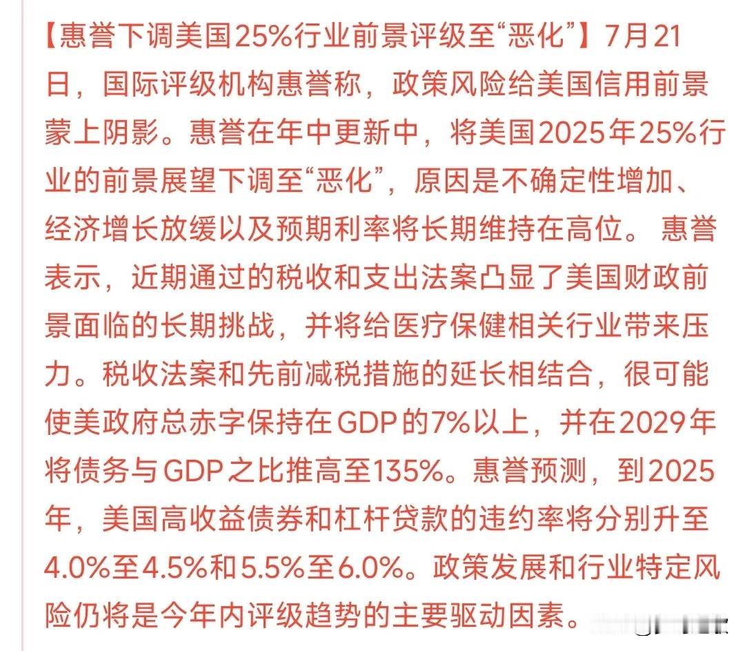 美股昨天下跌的原因，又有机构下调美国部分行业
机构对美国行业的下调评级已经不是一