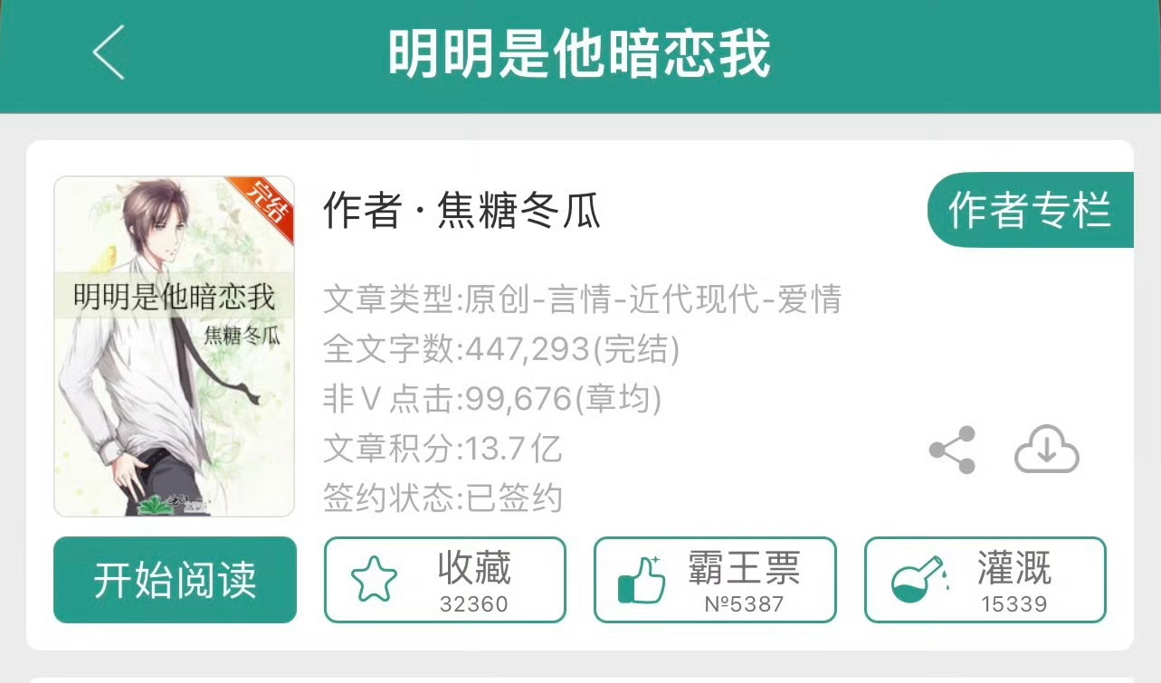 小说推荐：《明明是他暗恋我》 作者:焦糖冬瓜简评：失忆呆萌女主vs面冷心热男主，