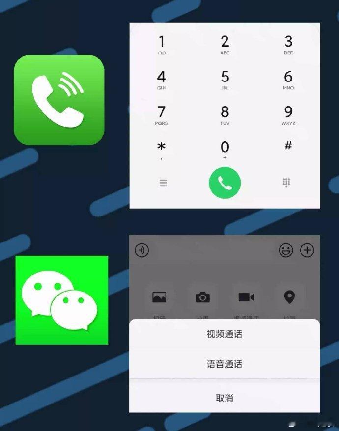 微信打电话和手机打电话区别真大 微信电话使用的是网络，而手机电话是通过传统的蜂窝