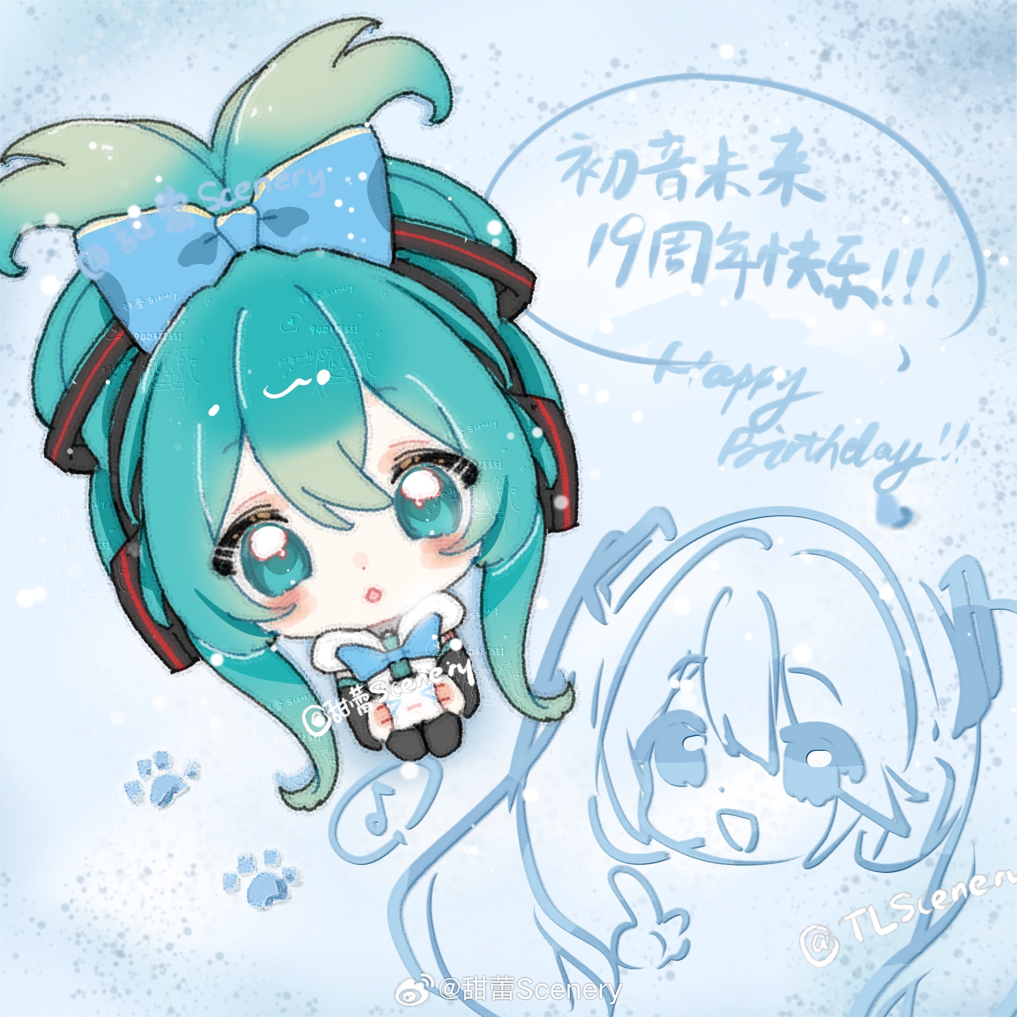 初音未来[超话] 初音未来19周年 ''hi...我在雪地很想你...❄️''初