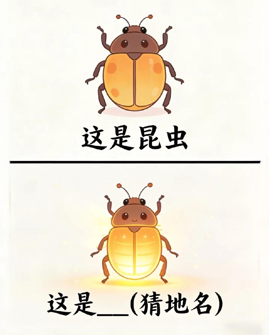 被这张猜地名图难住了！昆虫变发光体，答案藏在谐音里
