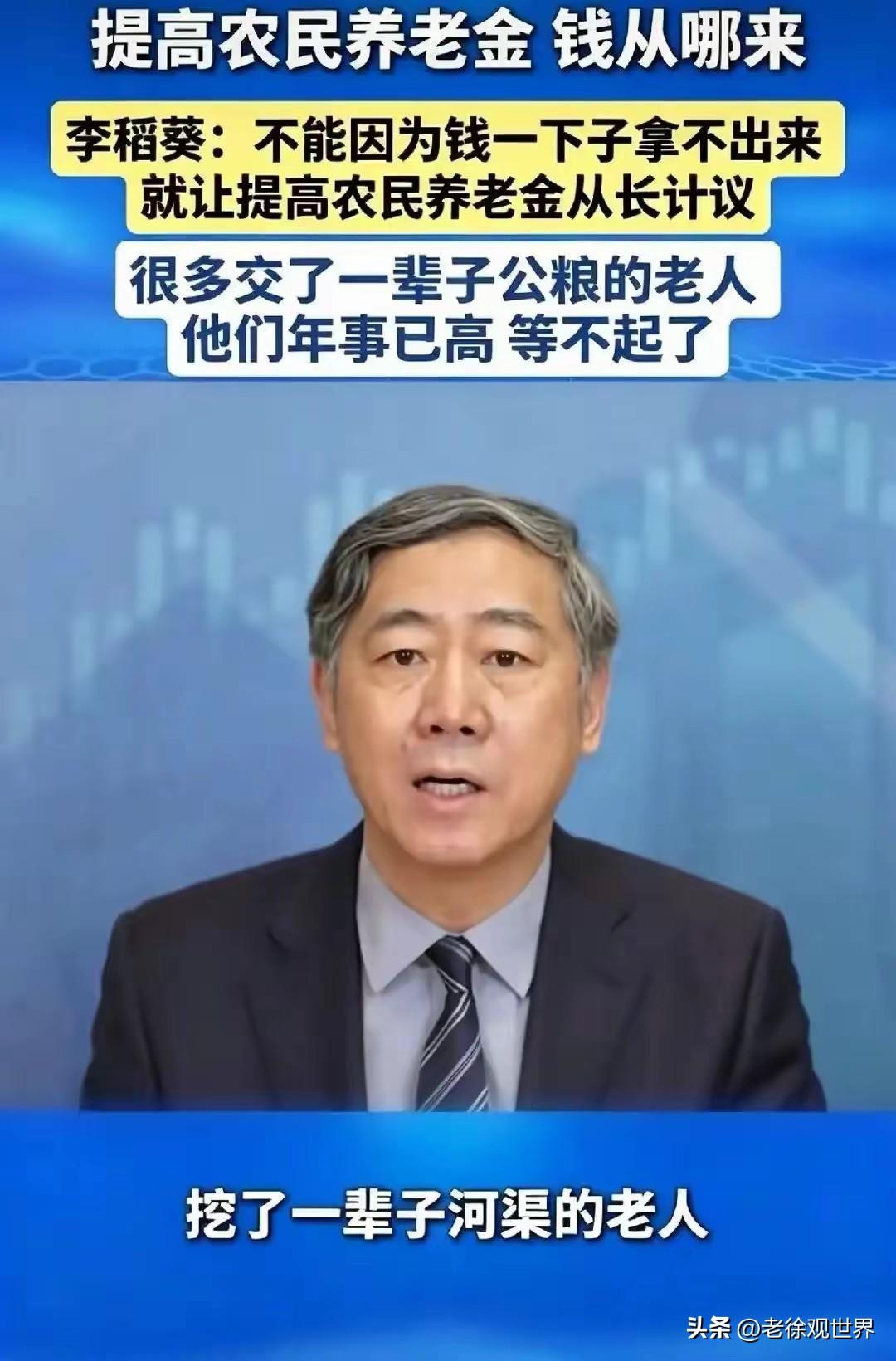 这才是良心专家！李稻葵教授呼吁提高农民养老金刻不容缓，七八十岁的老人等不起了！