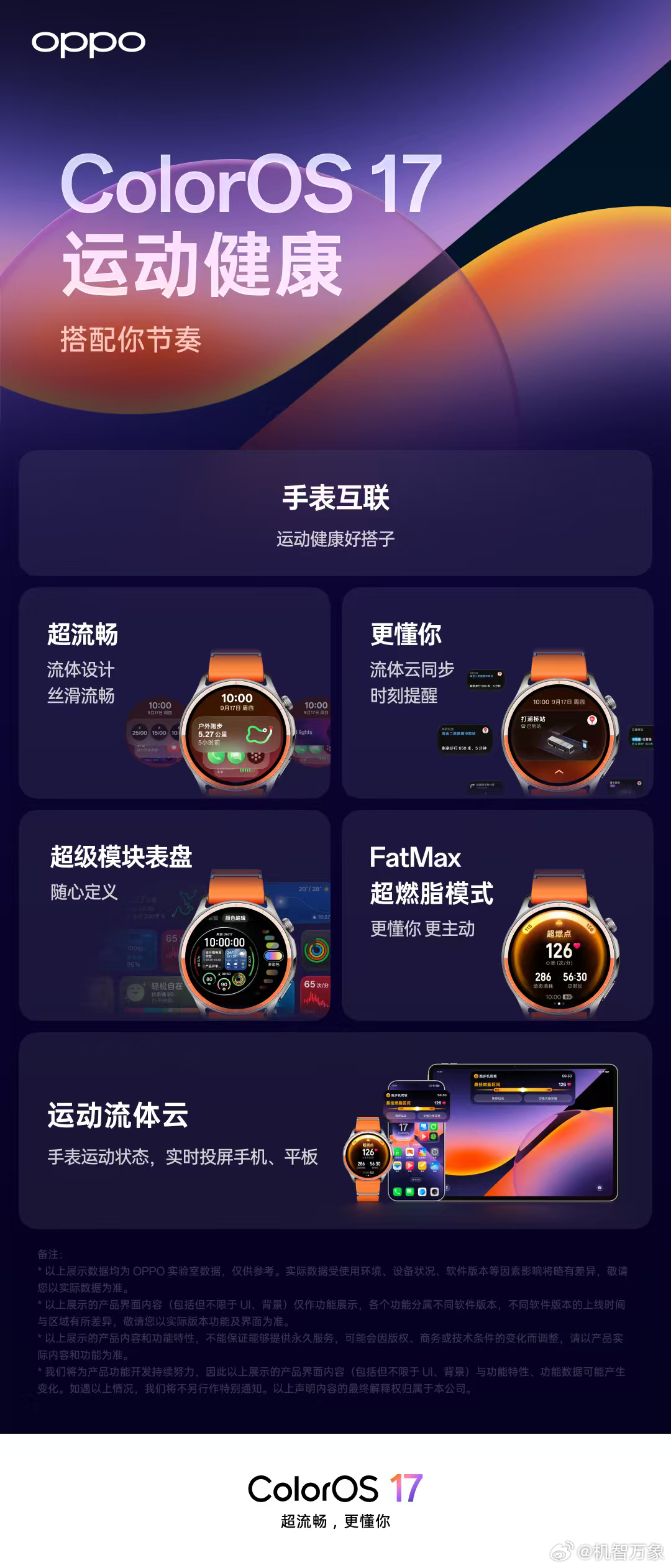 OPPO 手表同步升级 ColorOS 17，界面更轻盈通透，流体云可无缝流转到