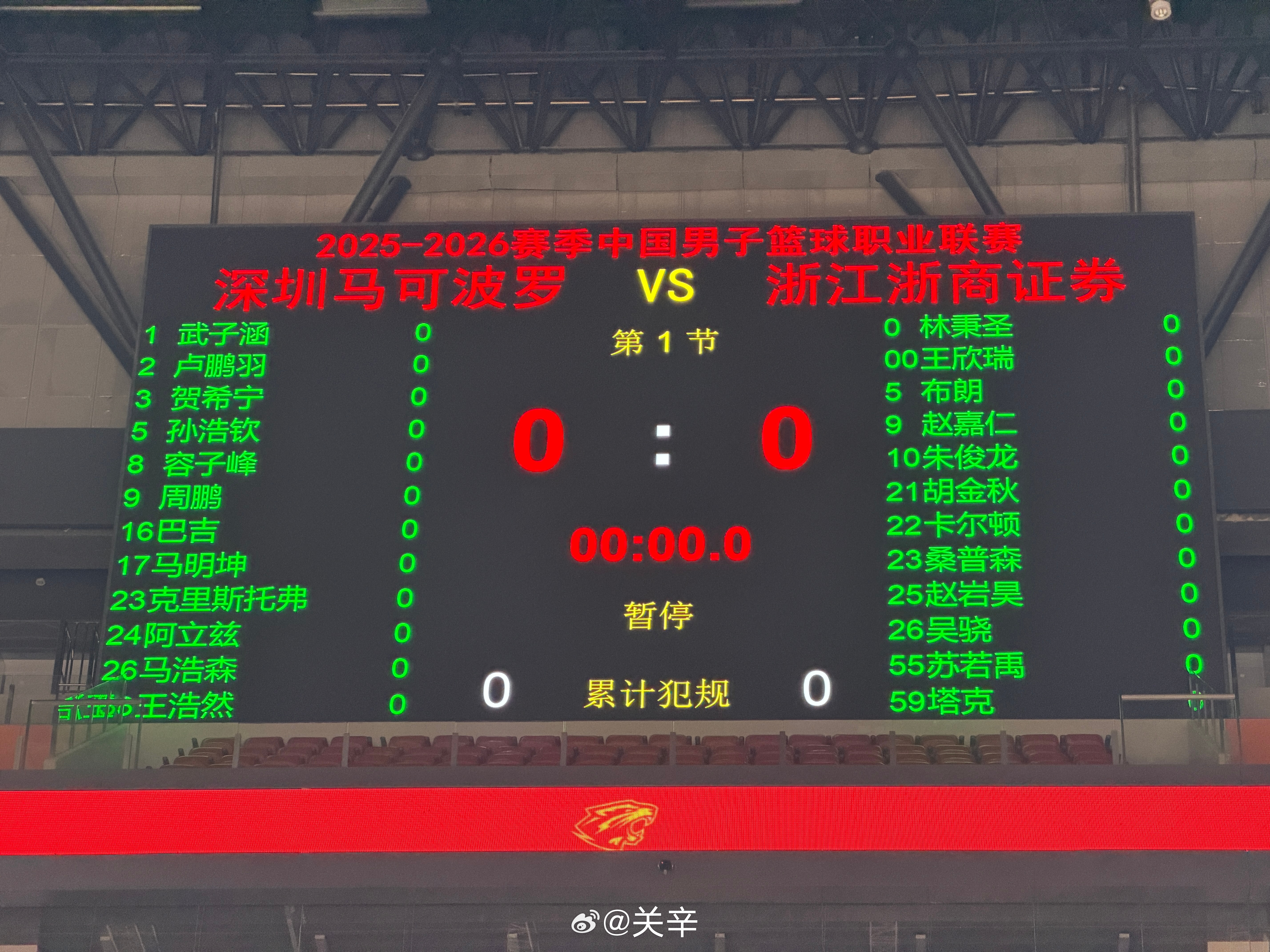 双方大名单深圳男篮vs广厦男篮 深圳·深圳市体育中心