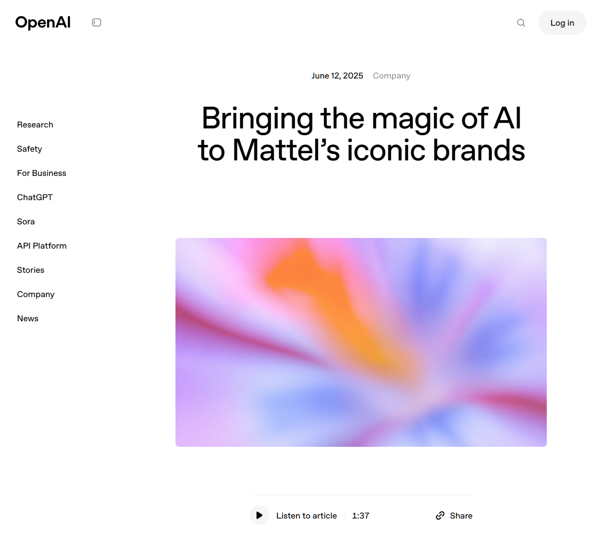 【芭比娃娃、风火轮制造商美泰公司与 OpenAI 合作，今年将推出 AI 产品】