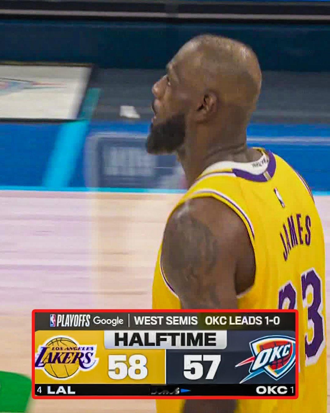 湖人第二节三分7中5雷霆上半场三分21中5湖人vs雷霆NBA季后赛