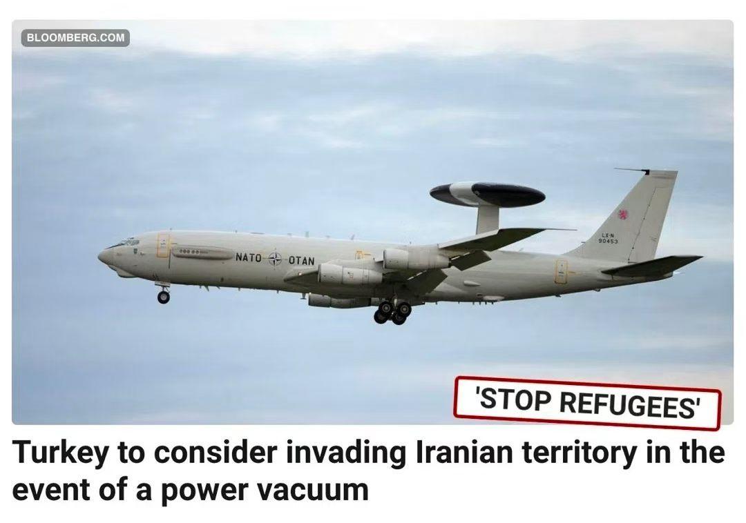 据《彭博社》报道，如果德黑兰政权崩溃, 土耳其正在考虑军事入侵伊朗领土的可能性，