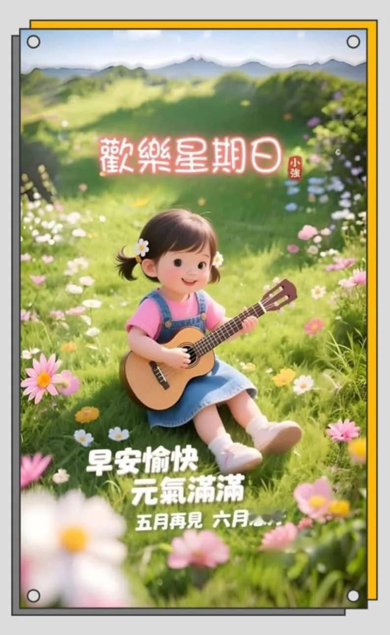 🌸 欢乐星期日，元气满满迎接六月！🎸🌼