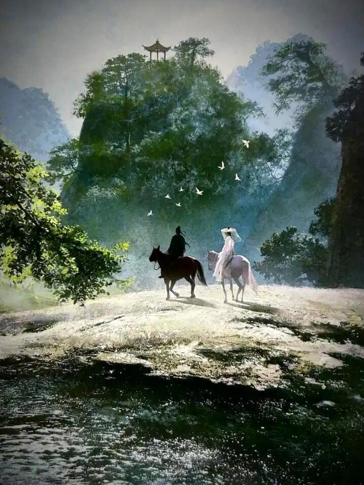 山河入画，一梦江湖。一组兼具东方写意与电影质感的古风插画，独属于国人的浪漫山河梦