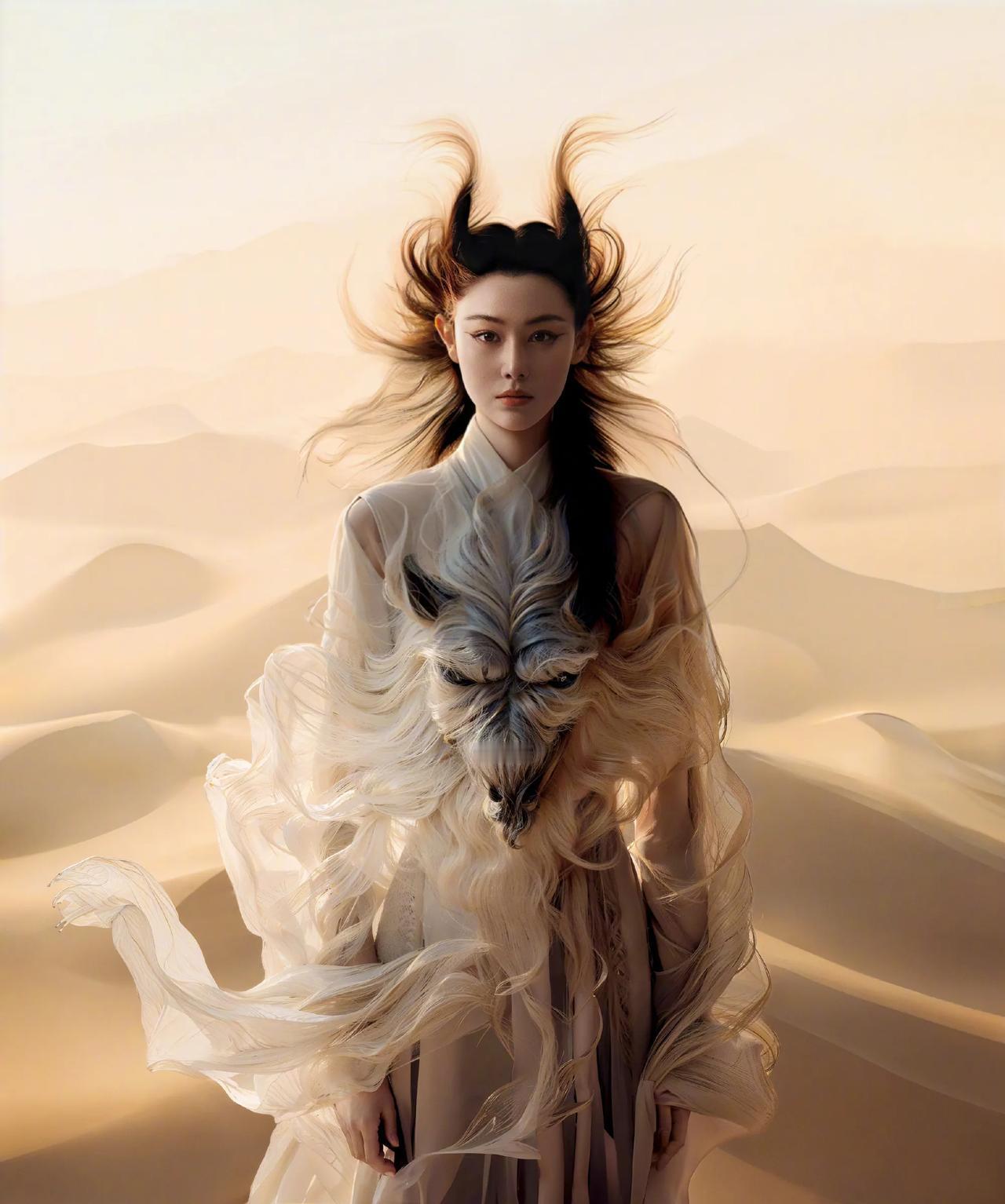 张馨予最新时尚大片，好有《山海经》的感觉啊！整个画面美轮美奂，同时充满神秘的色彩