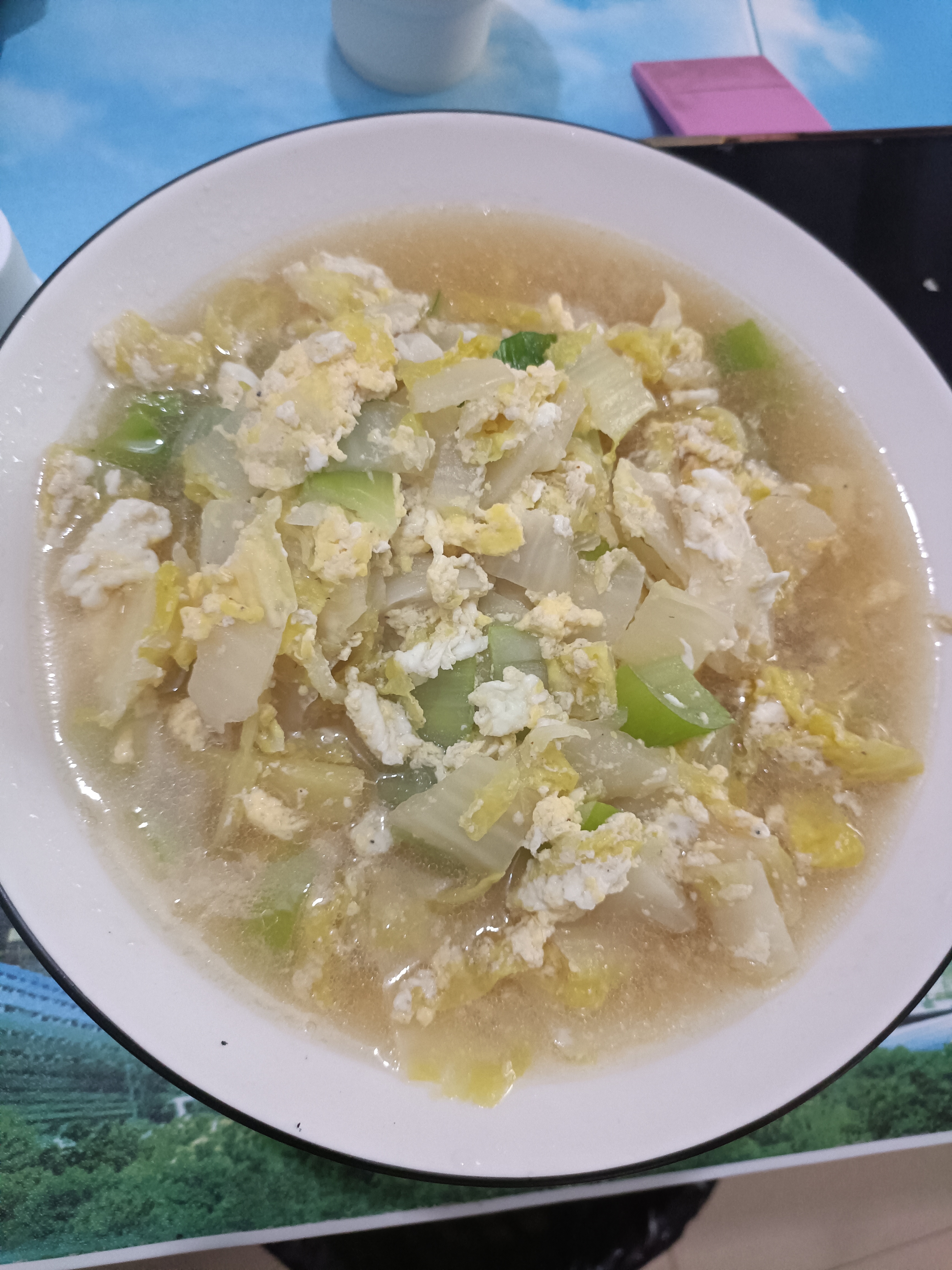 我的午饭！大白菜鸡蛋汤 