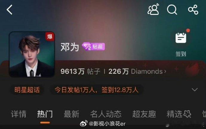 邓为生日超话爆了邓为今天生日超话爆了 邓为今天生日，个人超话再度爆榜，日签到人数