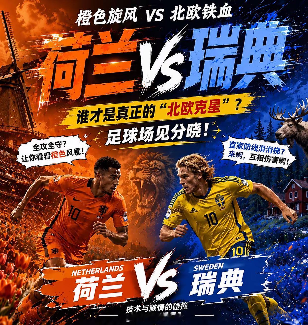 2026世界杯F组次轮 荷兰 VS 瑞典 风向：让胜  年龄：1 0  2 0 