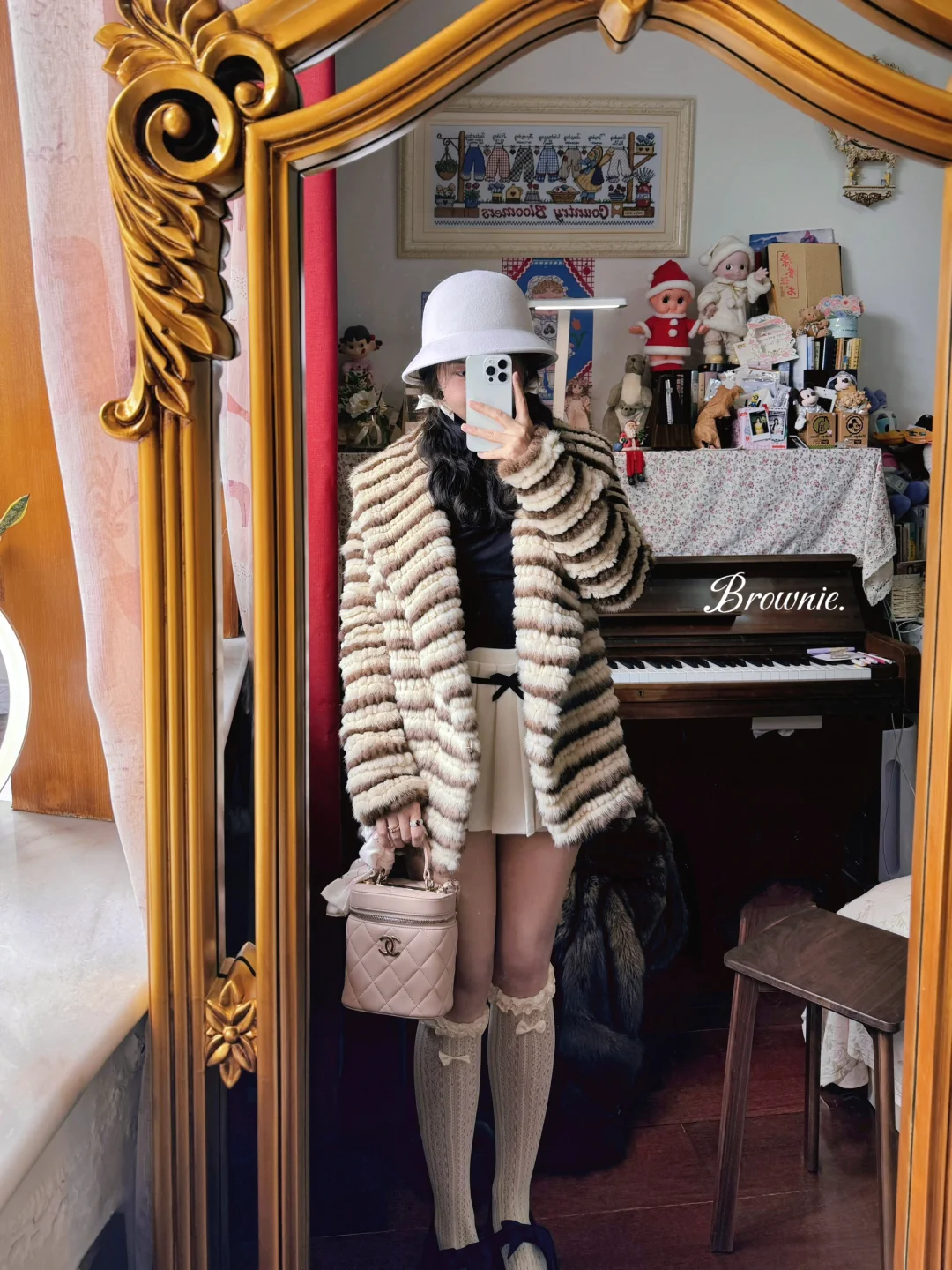 🍪Vintage学院风披肩领横纹编制设计款貂