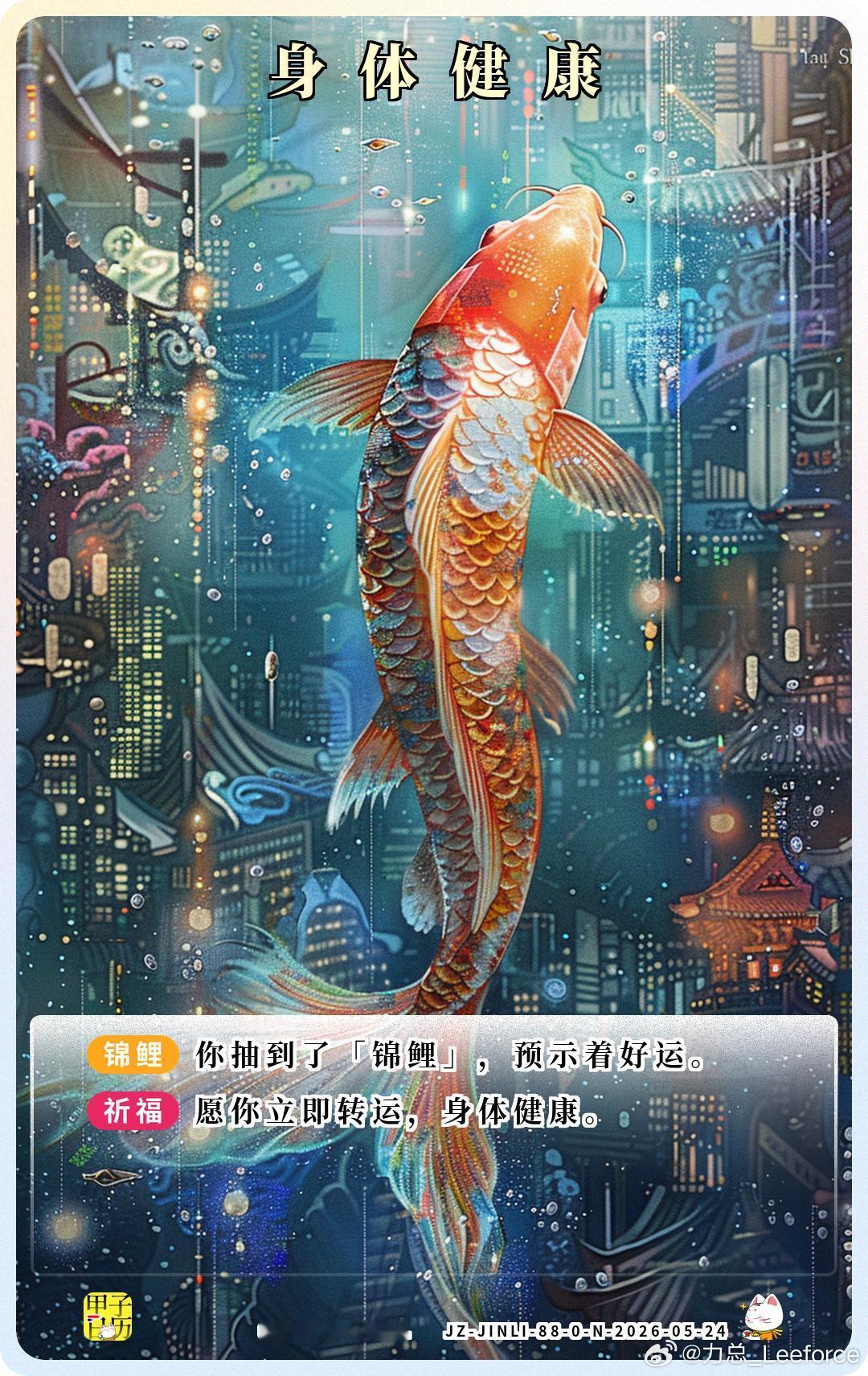 锦鲤 愿你立即转运，身体健康。 