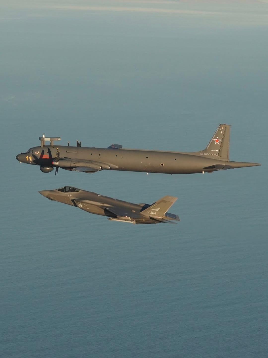 上周，挪威F-35A战斗机拦截俄罗斯Il-38反潜机（北约代号：May-B）和T