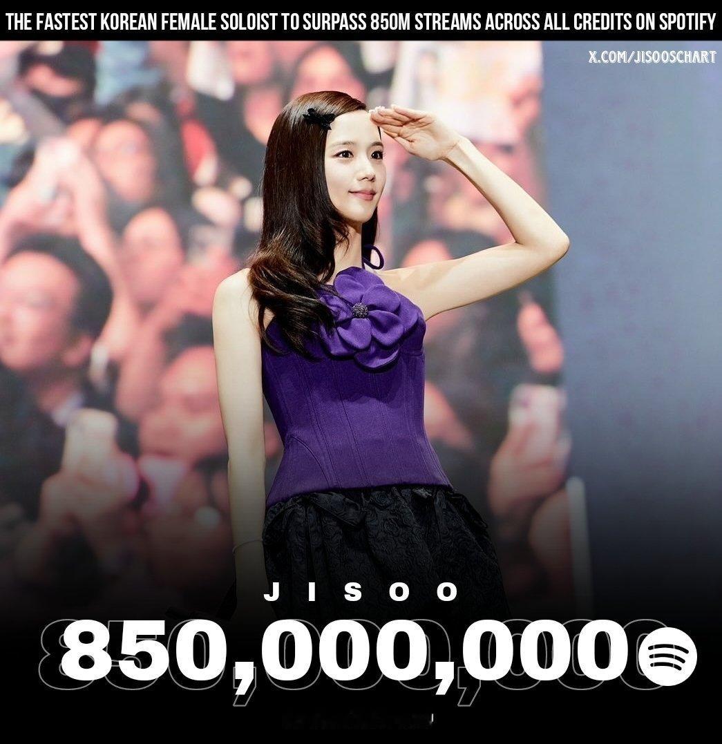 kimjisoo[超话]金智秀Spotify总流媒突破8.5亿成为历史第1️⃣快
