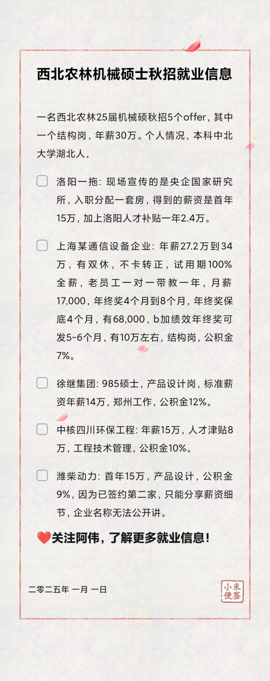 🎓西北农林大学机械硕士就业信息分享