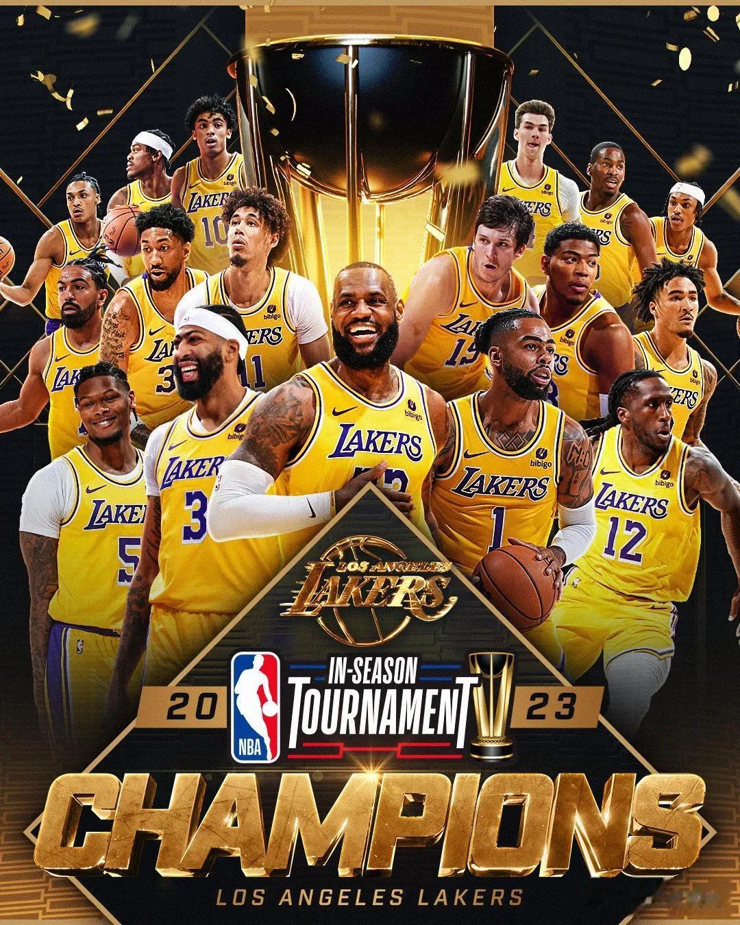 恭喜湖人成为NBA首届季中锦标赛冠军，浓眉哥拿到了41分、20篮板、5助攻、4盖