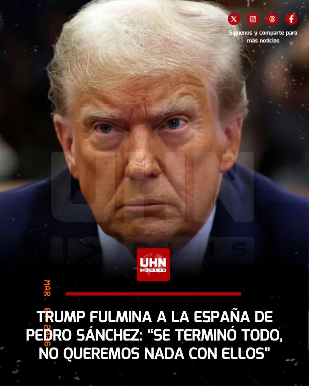 西班牙拒绝美方使用联合空军基地后，特朗普对桑切斯表示失望，称已要求切断与西班牙一