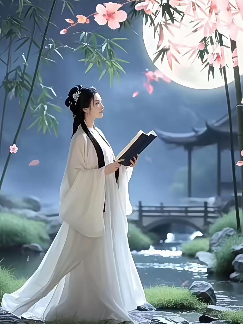 静立庭前独望月，
时逢三五共团圆。
横批：《望月与团圆》