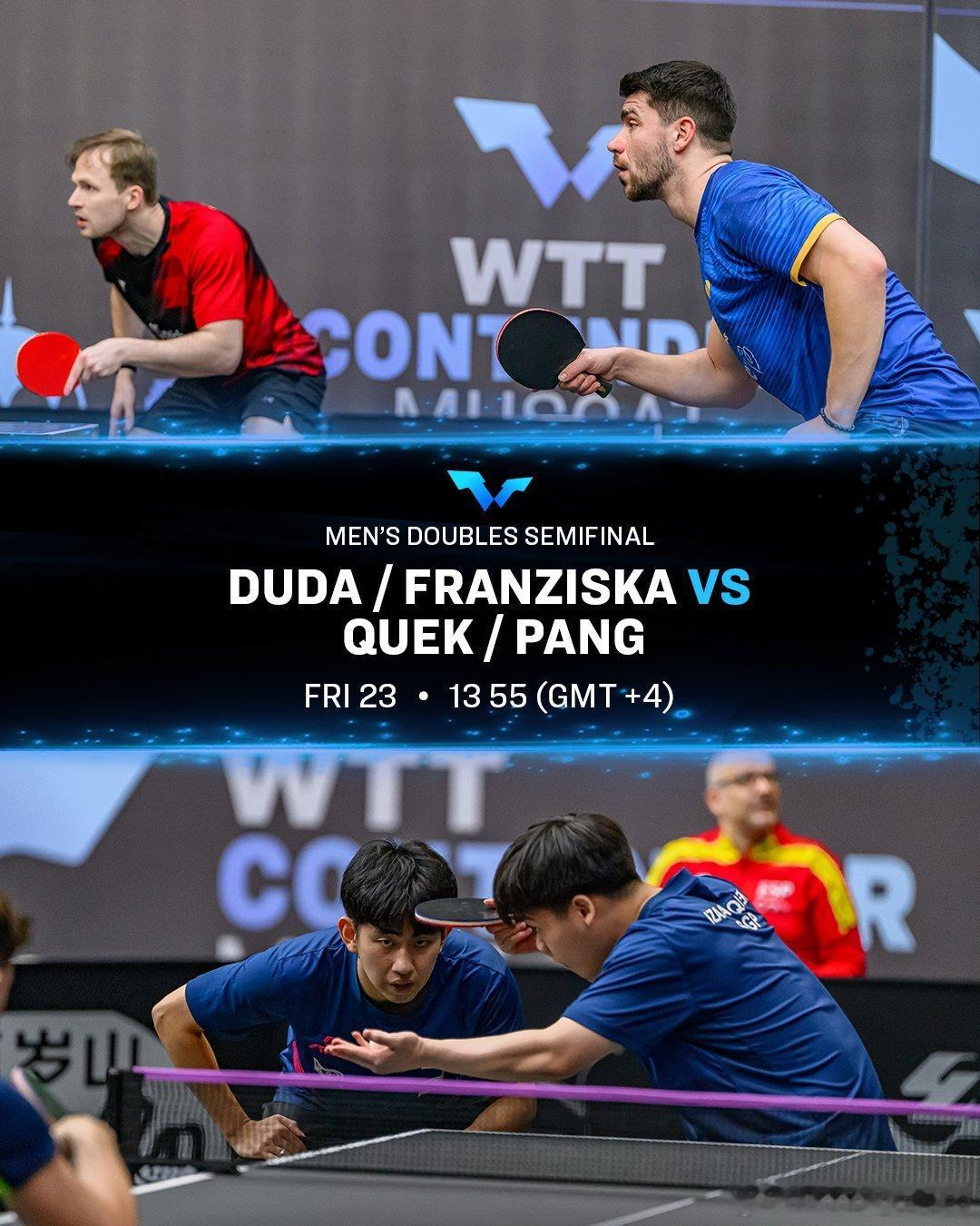 WTT常规挑战赛马斯喀特站2026 女双、男双半决赛海报⚔️ 