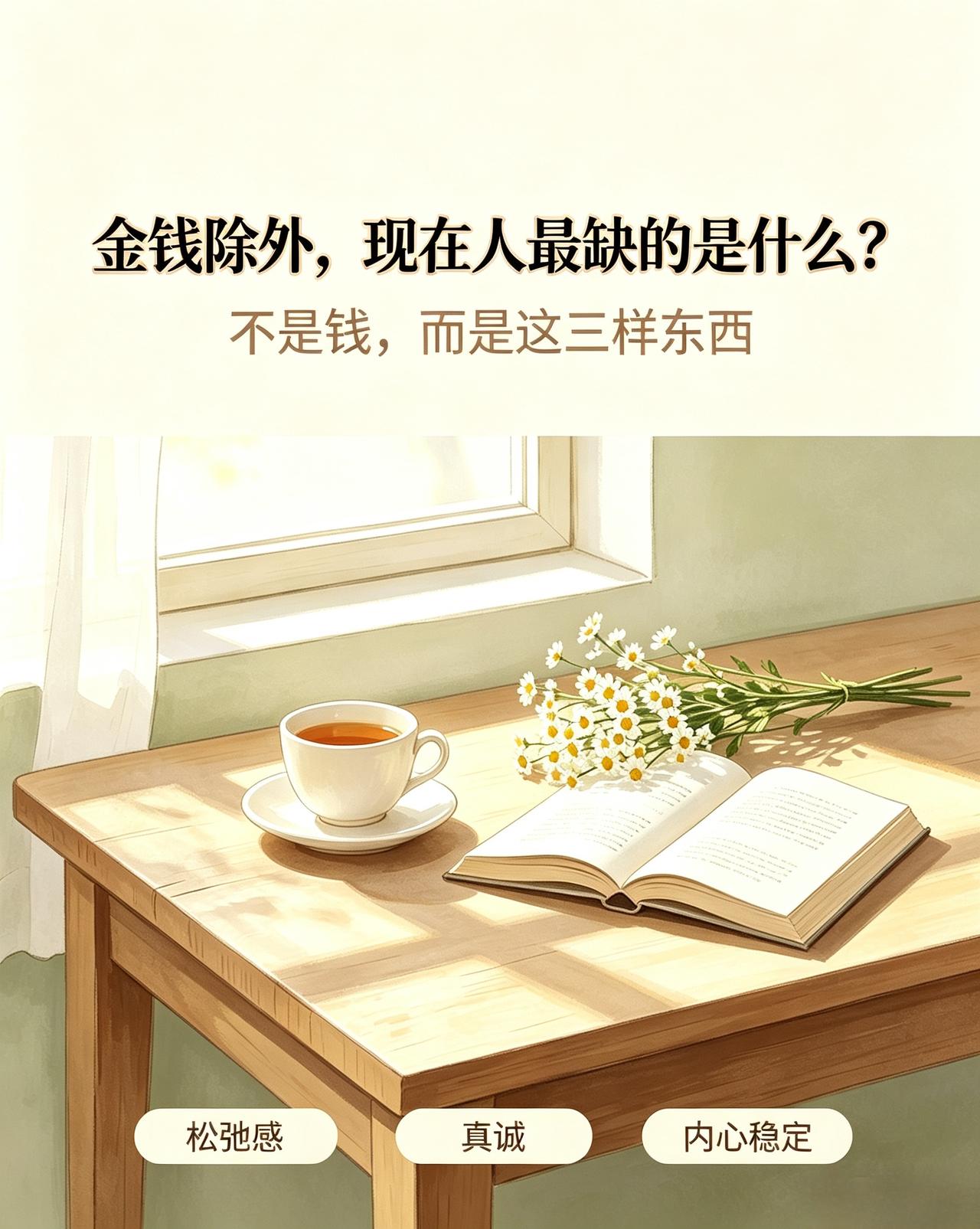 金钱除外,现在人最缺的是什么?

有钱能解决很多问题，但解决不了人心里的焦虑。