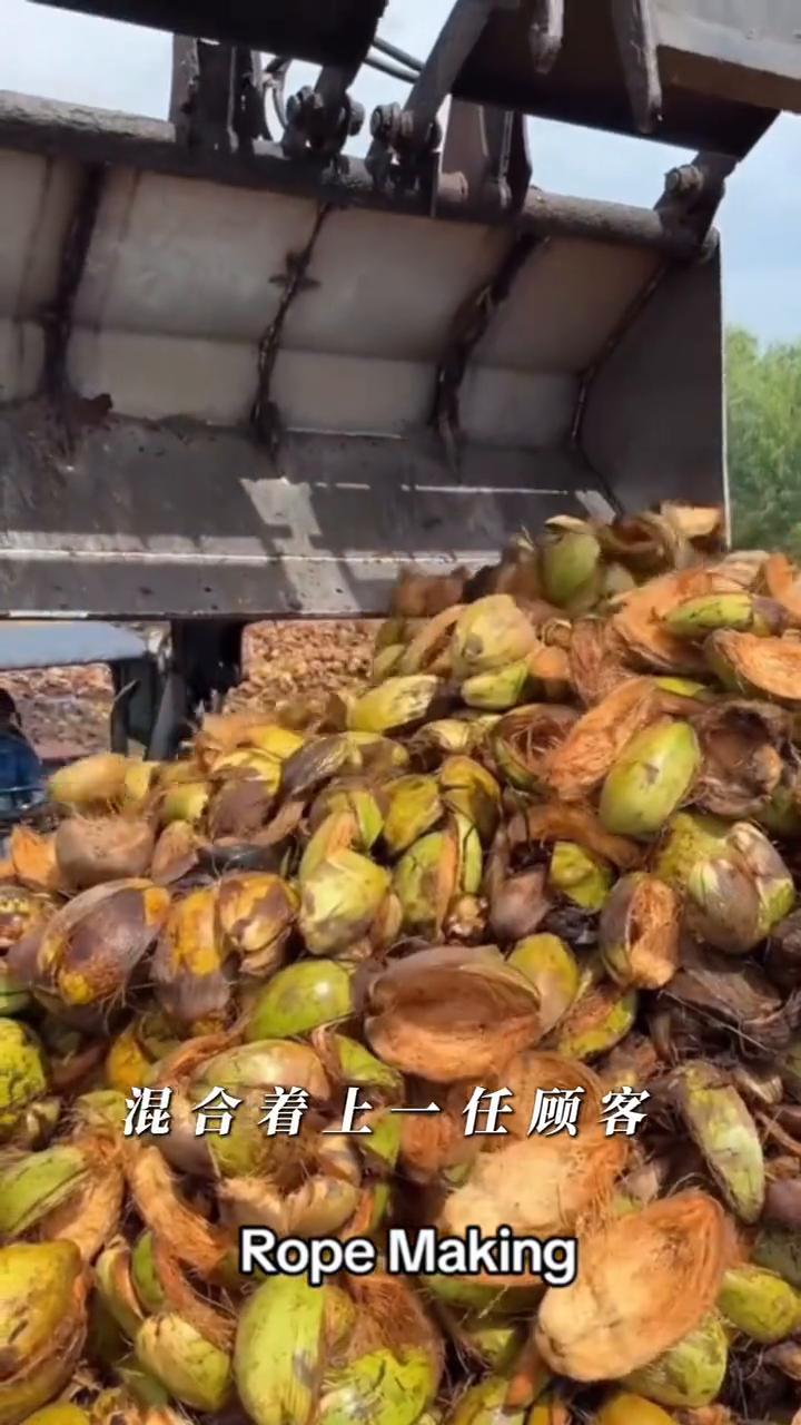 注意看眼前这堆果皮，看起来有点像椰子皮，它们全被集中倒在了一起，混合着上一任顾客