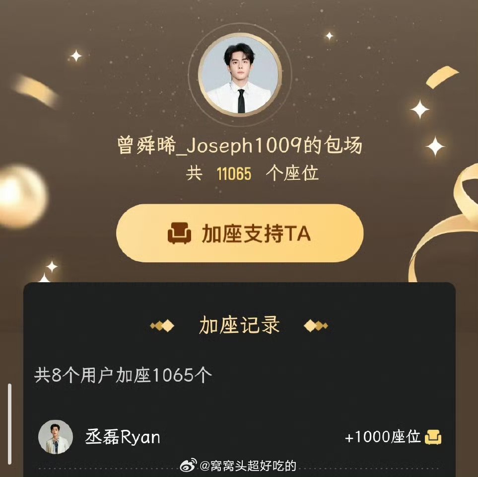 不得不说丞磊真的很体面又豪横，为曾舜晞和田嘉瑞每个人都包场1000座...先来看