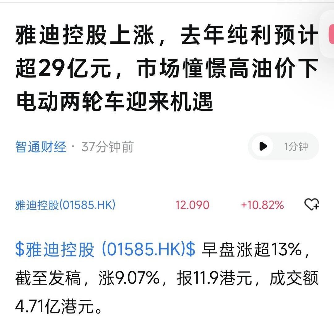 雅迪电动车2025年利润超过全国绝大多数车企！预估净利润超29亿！

得益于国内
