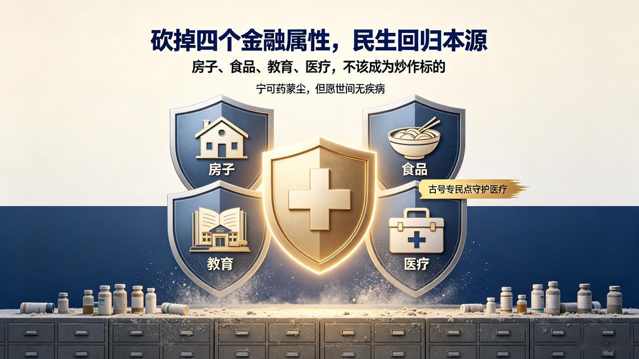 砍掉这四个金融属性，民生回归本源，尤其最后一个！房子、食品、教育、医疗这四大领域