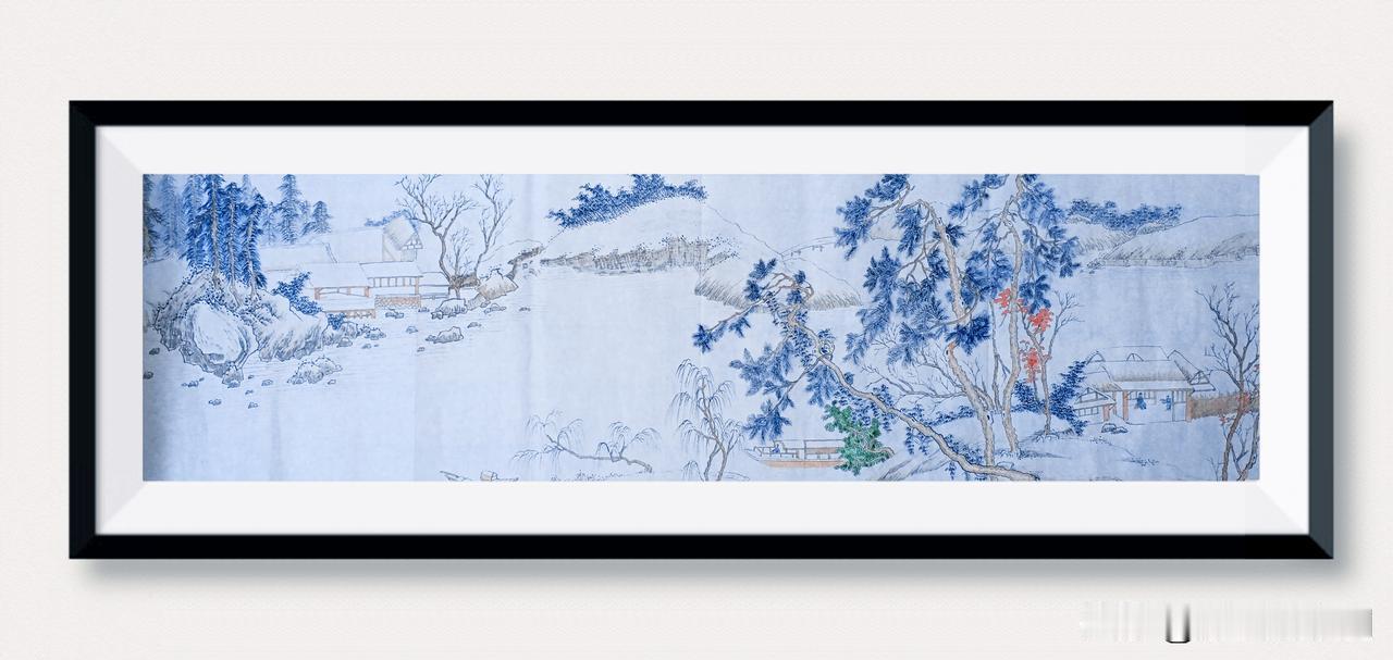 完成小四尺国画《溪山雪意图》的绘制！这是一幅临摹古代刘松年的作品，篇幅不大，但元