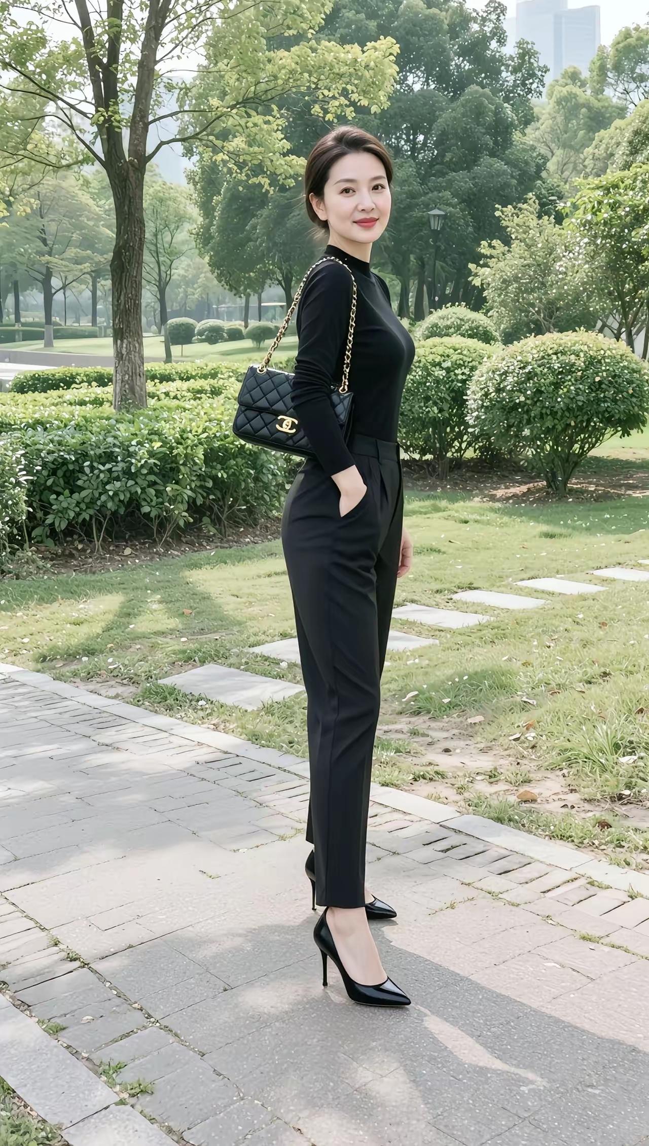 优雅黑裙，都市风范，自信满满！💃🏻👠