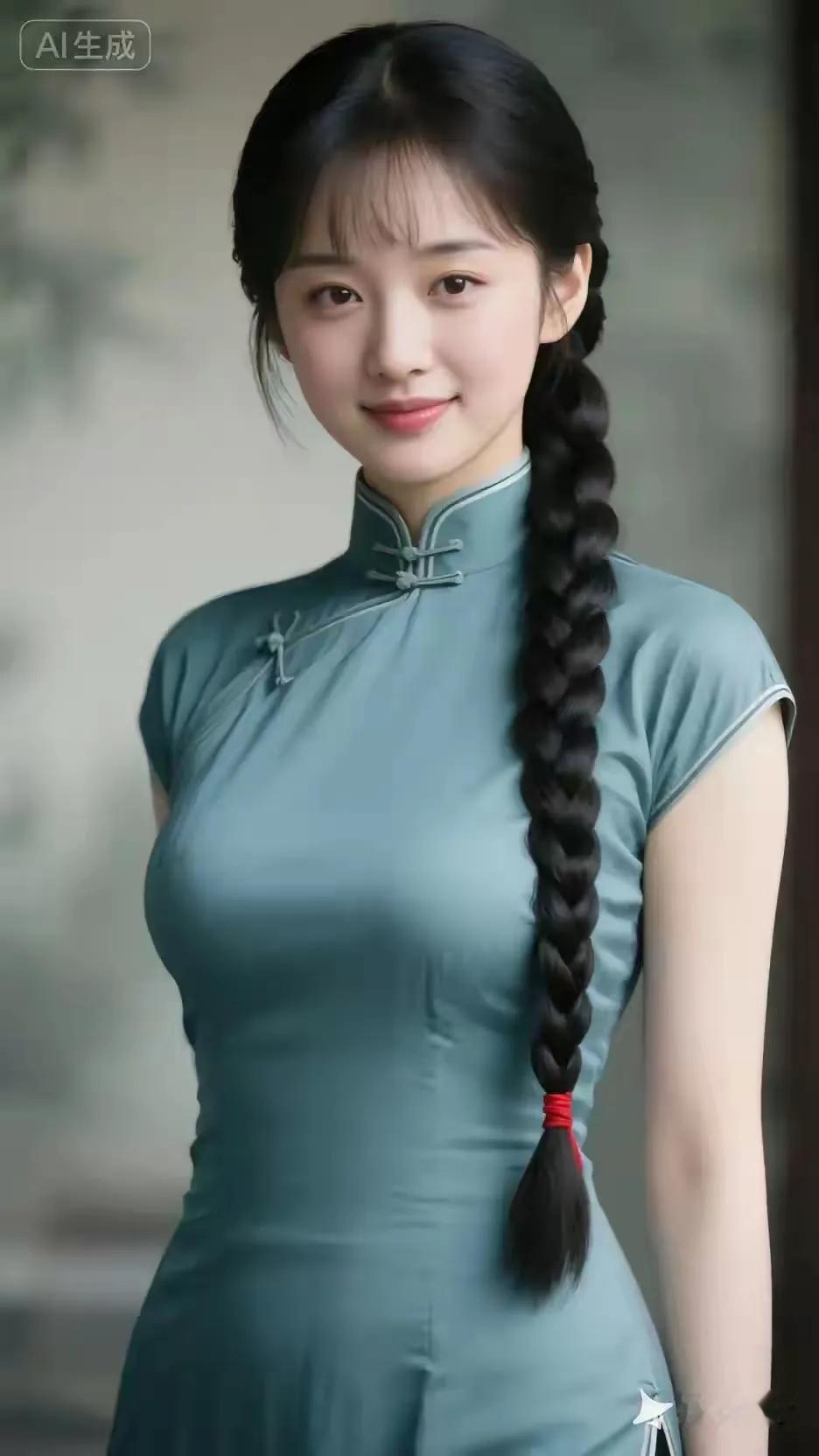 优雅旗袍少女，古典与现代的完美融合💚👗💇‍♀️