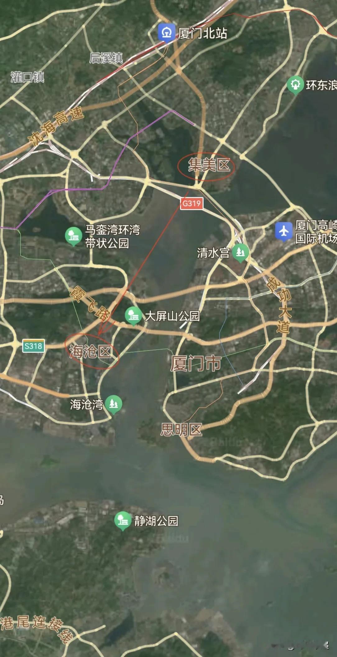 厦门，集美2→海沧2，up or down？
海沧在工业硬实力和港口物流上优势突