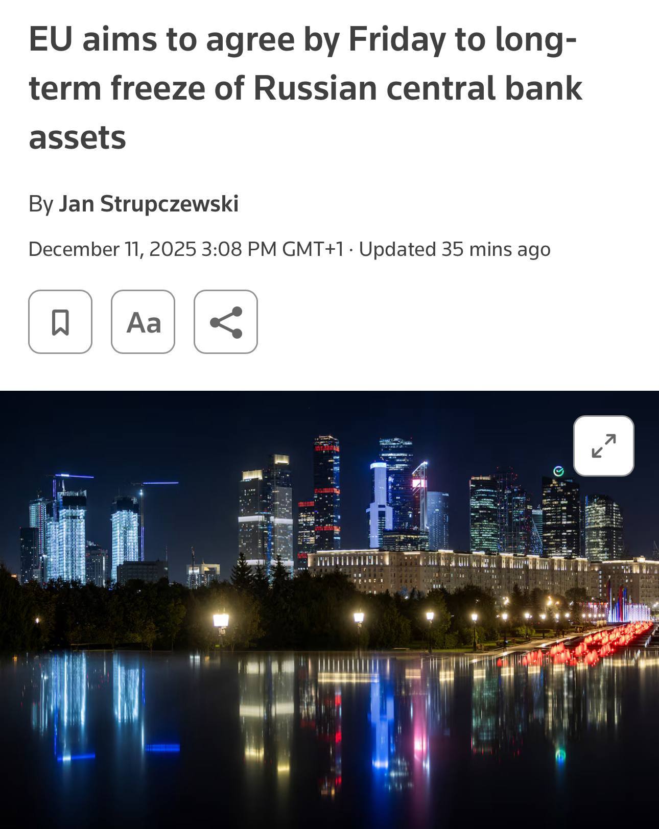 俄放话敢动我资产就让全球买单欧洲计划在周五就动用俄罗斯被冻结资产达成一致海外新鲜