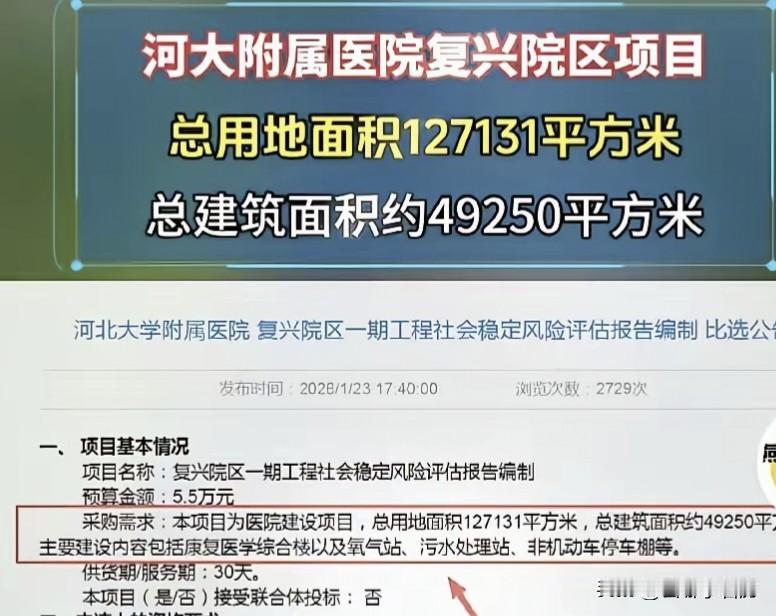 保定深圳园好消息来了！
去年审批通过的河大附属医院复兴路院现在正式进入招投标阶段