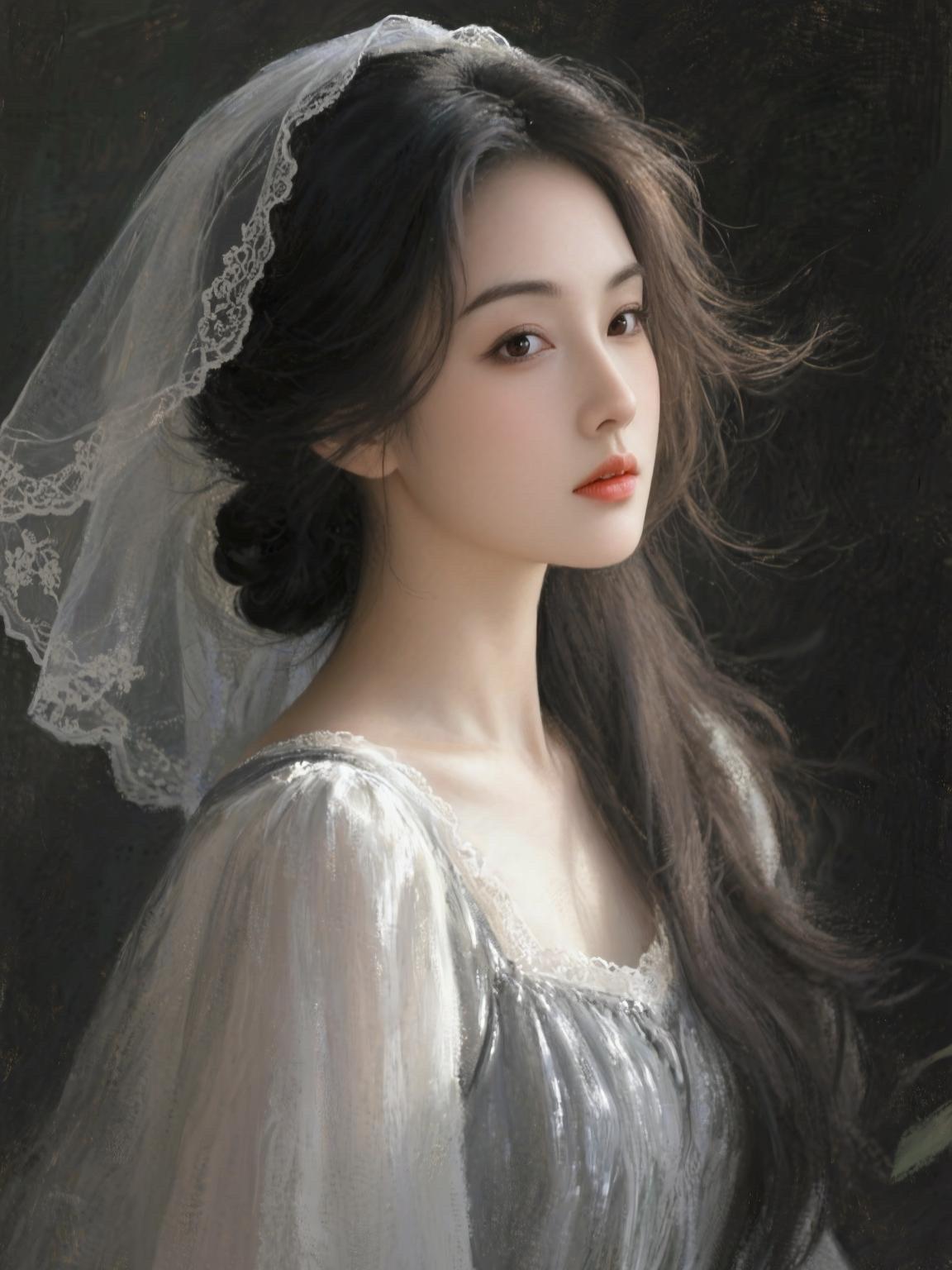 AI暗调唯美写真 摄影 白纱造型 复古文艺 个人写真