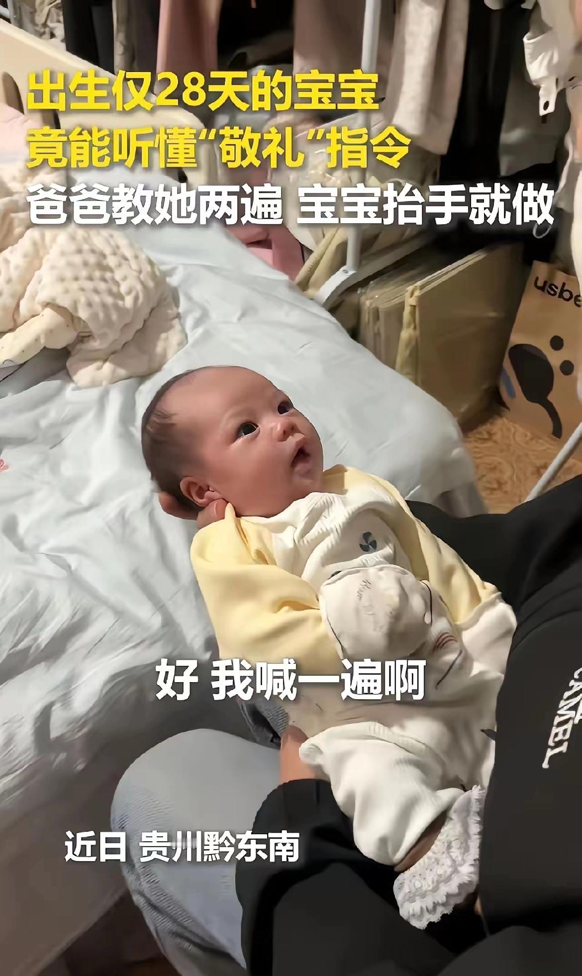 照片里那只藕节般的小胳膊颤巍巍举到额际的瞬间，我指尖的茶杯停在了半空。出生才28