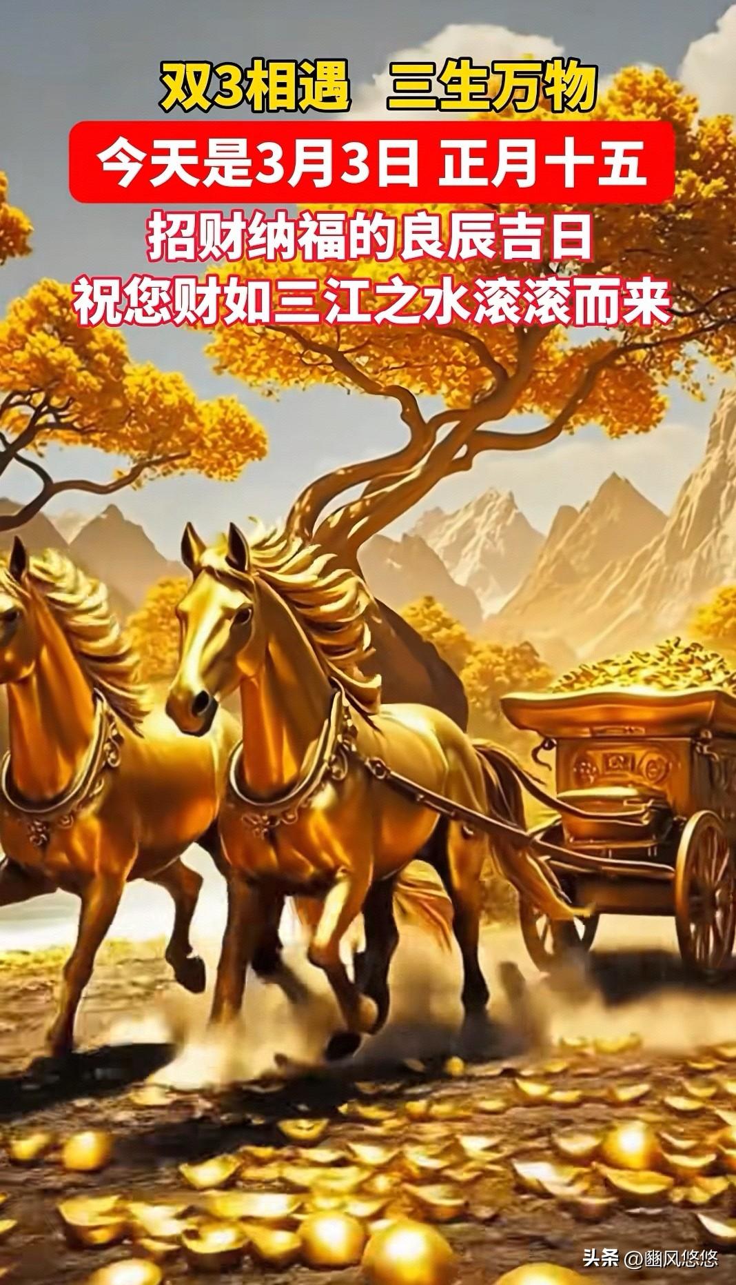 今日是3月3日，难得的“双三”之日，恰好遇上正月十五元宵节。

元宵节遇上“双三